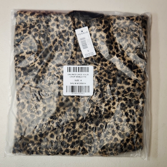 ❤️NWT VINTAGE TORRID BRA UNLINED LACE LONGLINE ANIMAL BRALETTE POWER MESH - Picture 8 of 13